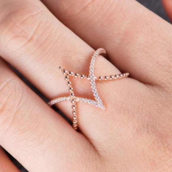 New Gorgeous Rose Gold Filled White Sapphire Ring - Picture 2 of 4